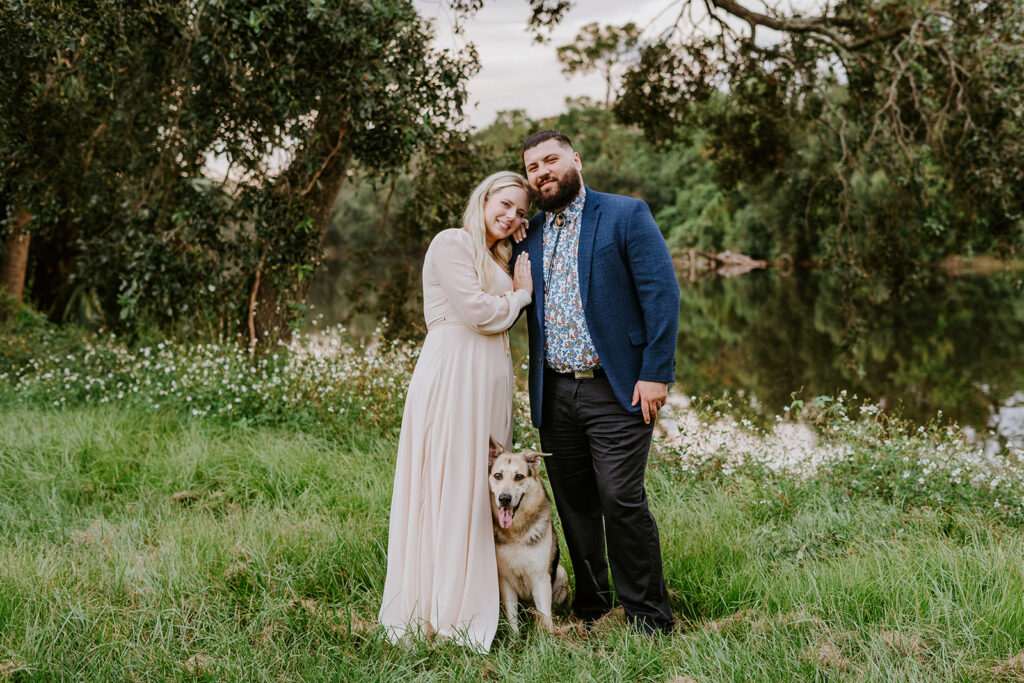 City Park engagement photo with dog