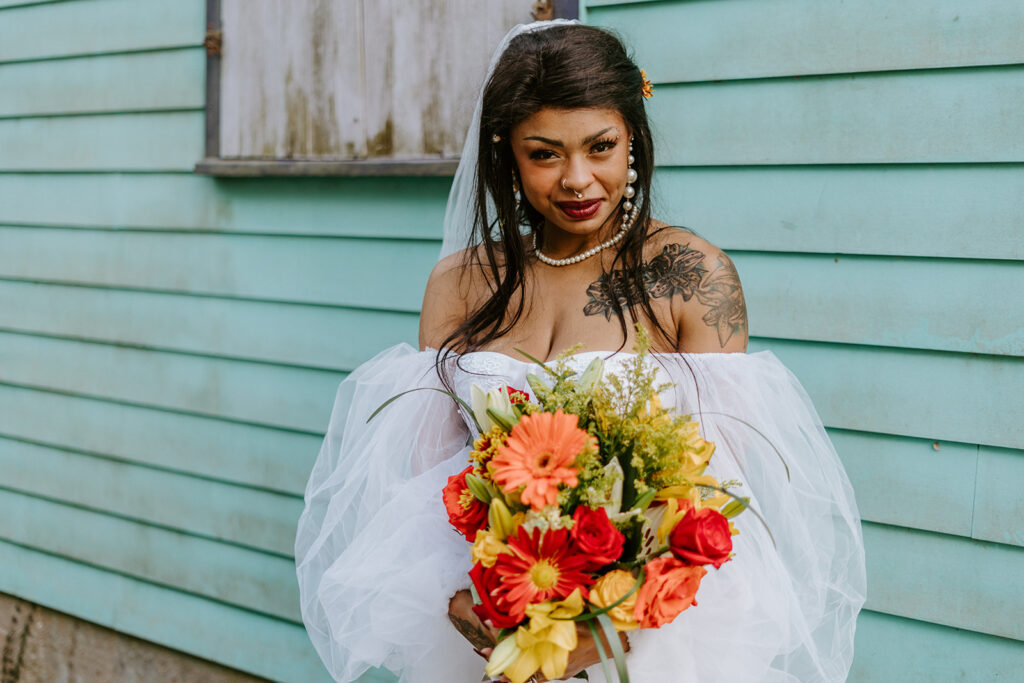 Bride in Voodoo Alley in New Orleans.